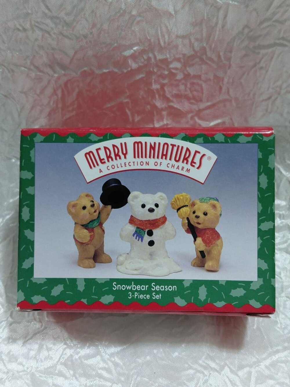 Vtg NOB Merry Miniatures Snowbear Season 3-Piece Handcrafted Figurine Set 1997